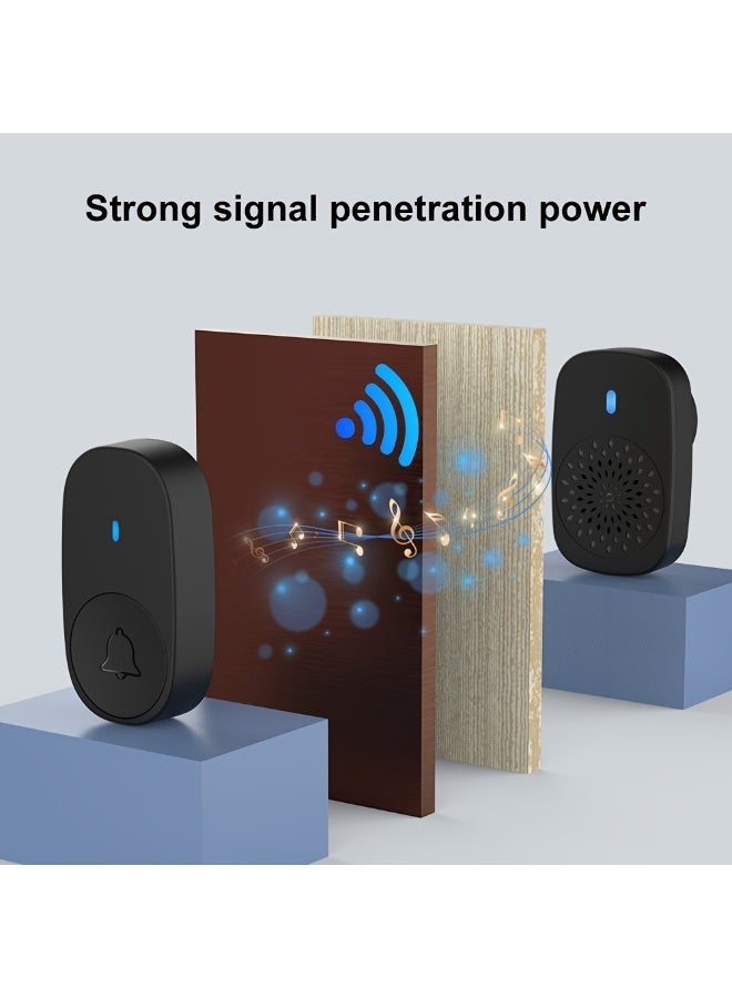 Chabeia Doorbell kit, plug-in receiver with a 1050-foot range, 5 volume levels, 38 ringtones, LED flashing light, easy to install and use（Black） - Image 4